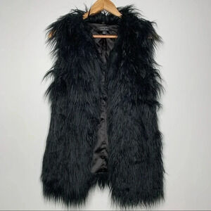 Monica Rose For Lovers & Friends Black Faux Fur Vest Size Small